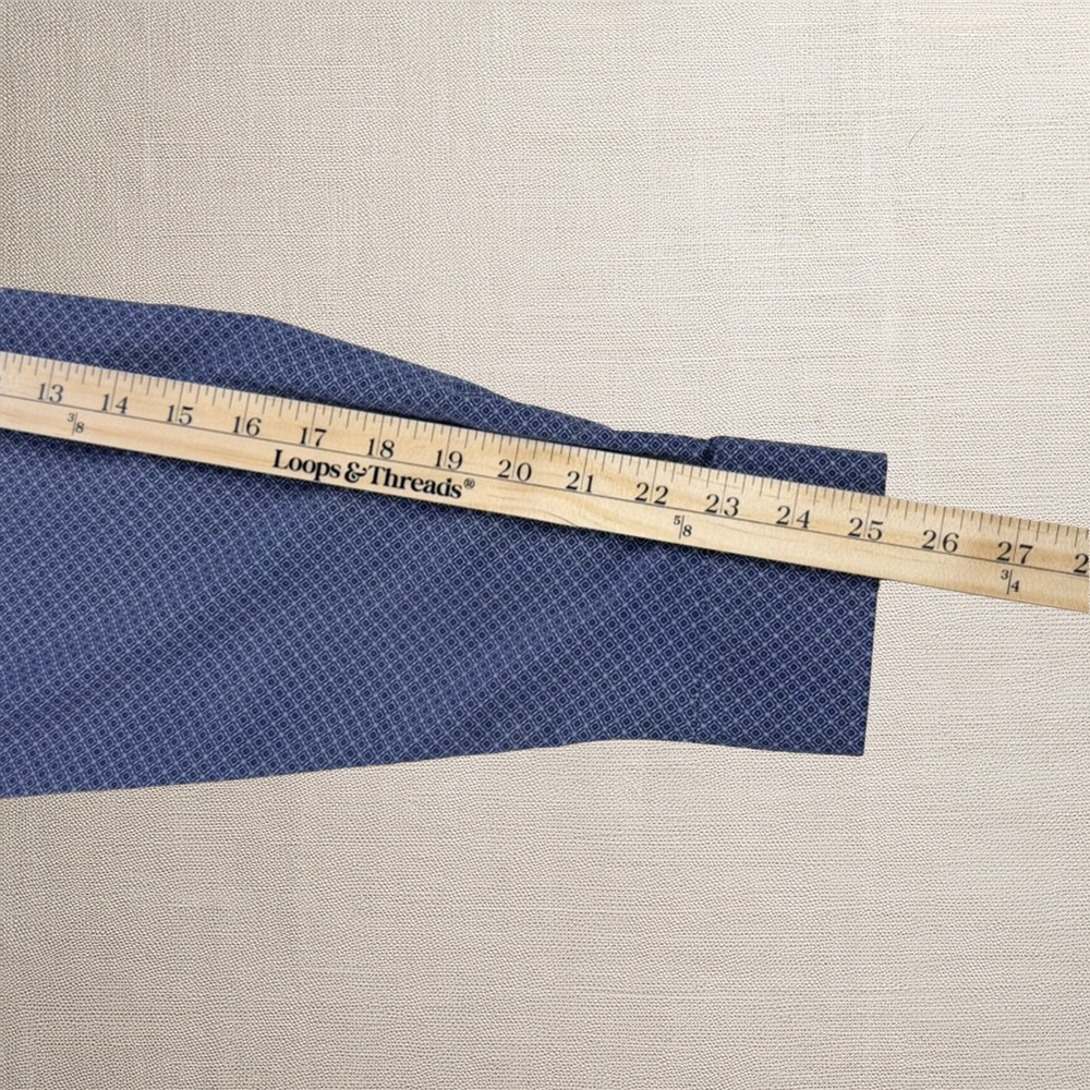 Tom Baine Slim Fit Dress Shirt XL 17-17.5 Blue Geometric Stretch Wrinkle Free - Picture 9 of 9